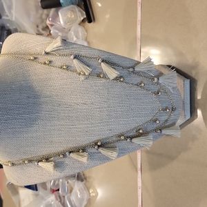 Loft Gold Cream Tassel Double Strand Necklace That Slips Over Your Head